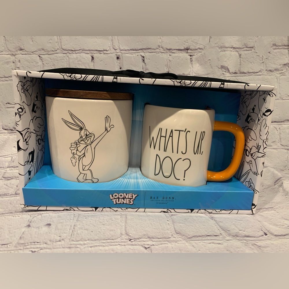 Rae Dunn Looney Tunes Mug and Cellar Set "What's Up, Doc? Bugs Bunny Art…
